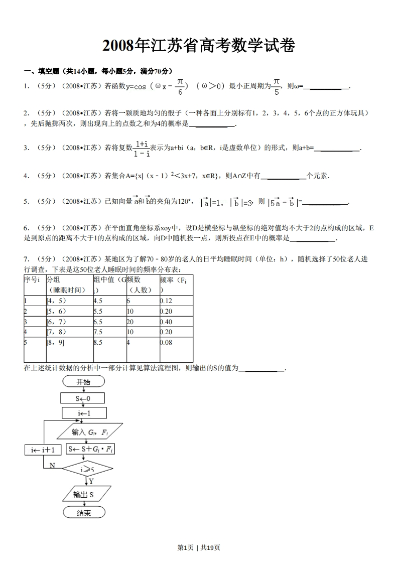 2008年高考数学试卷（江苏）（解析卷）-初高中资料试题文库